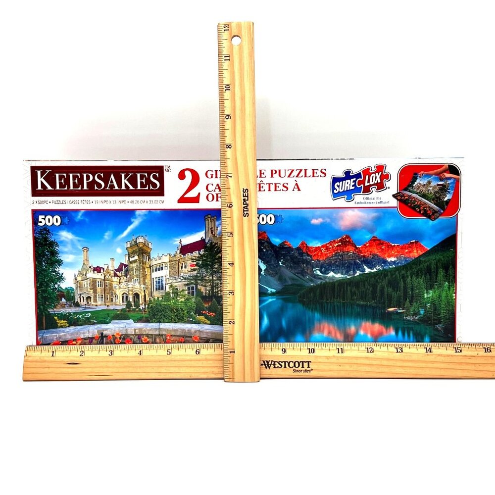 Keepsakes 2 Giftable 500-Piece JIgsaw Puzzles Casa Loma Moraine Lake Scenes New - Picture 13 of 15